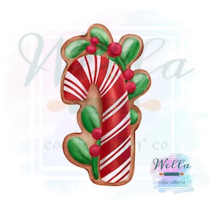 Candy Cane with Greenery Cookie Cutter