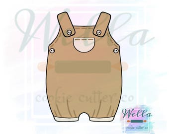 Baby Outfit with Suspenders Cookie Cutter, Baby Shower Cookie Cutter