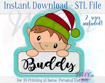 Digital STL File - Elf Boy Plaque Cookie Cutter - 2 Sizes Included 3.5" & 4"