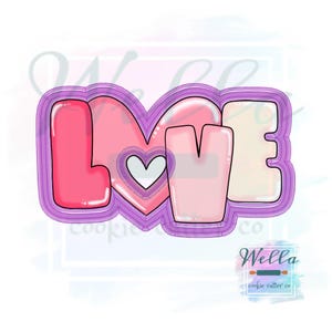 Love Cookie Cutter with Cut Out Heart and Optional Stencil, Valentine's Day Cookie Cutter, Love Cookie Cutter image 3