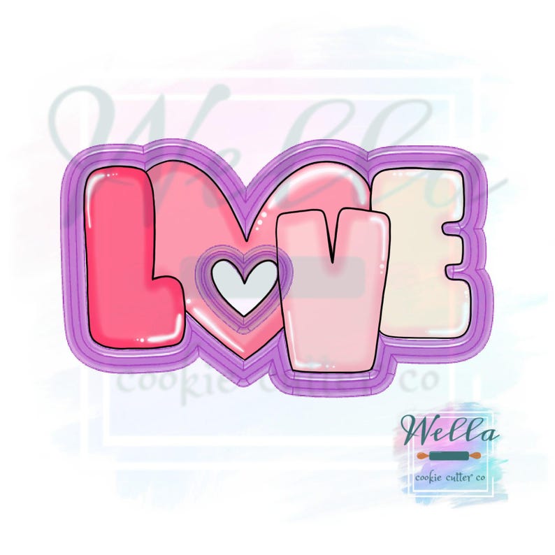 Love Cookie Cutter with Cut Out Heart and Optional Stencil, Valentine's Day Cookie Cutter, Love Cookie Cutter image 3