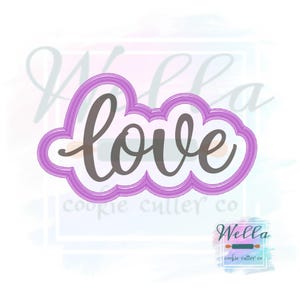 love Text Cookie Cutter with Optional Stencil, Bridal Cookie Cutter
