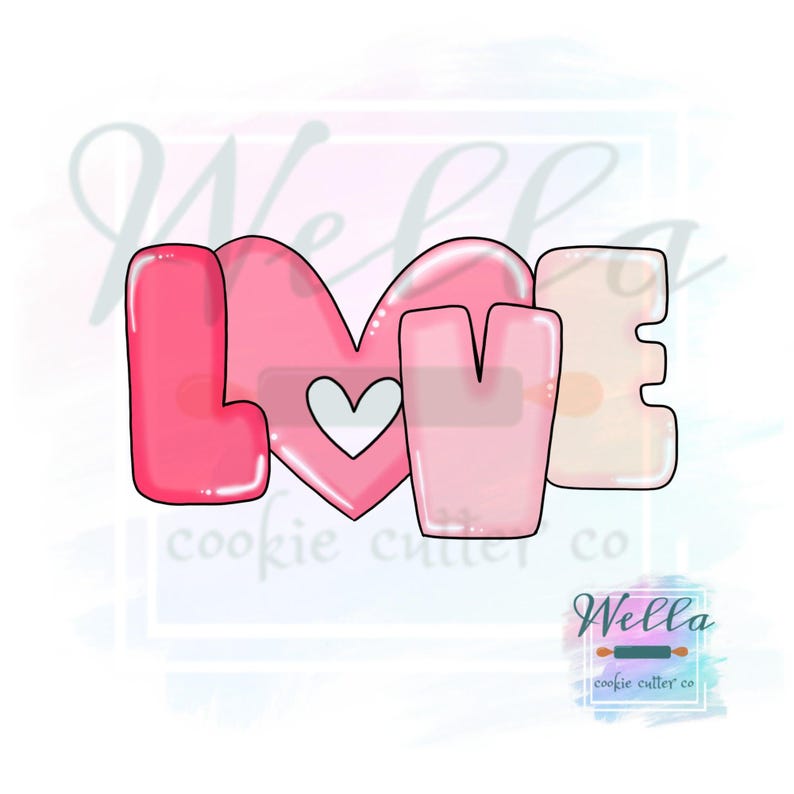 Love Cookie Cutter with Cut Out Heart and Optional Stencil, Valentine's Day Cookie Cutter, Love Cookie Cutter image 4
