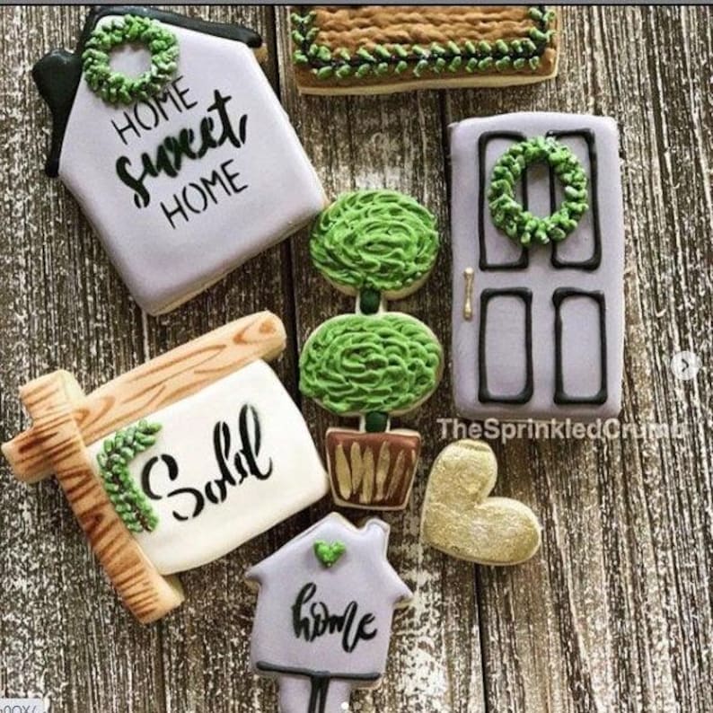 Housewarming Cookie Cutter Set with Optional Stencils, Realtor Cookie Cutter Set image 4
