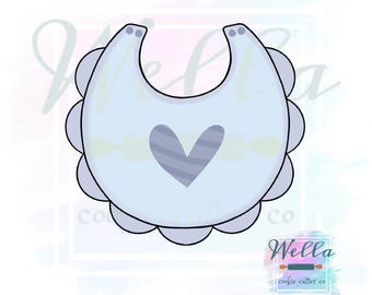 Baby Bib with Scalloped Edges Cookie Cutter, Baby Bib Cookie Cutter