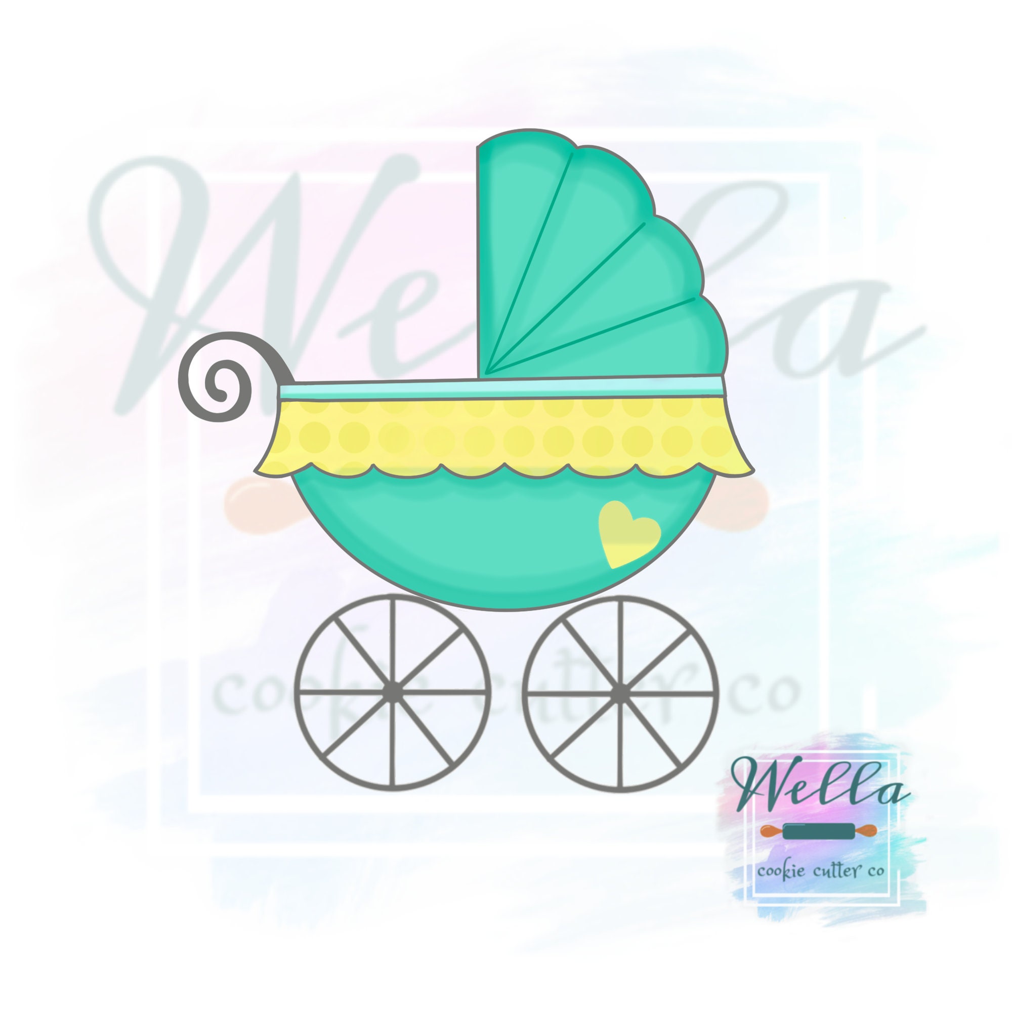 CookieCutter.com 9 Piece Baby Shower Cookie Cutter Set Carriage