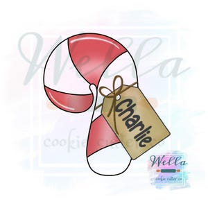 Candy Cane with Tag Cookie Cutter