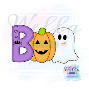 BOO Pumpkin Ghost Halloween Cookie Cutter with Optional Stencil Guide
