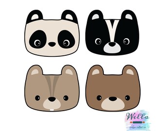 Woodland Cookie Cutter, Bear Face Cookie Cutter, Panda Cookie Cutter, Skunk Cookie Cutter, Wild Animal Cookie Cutter