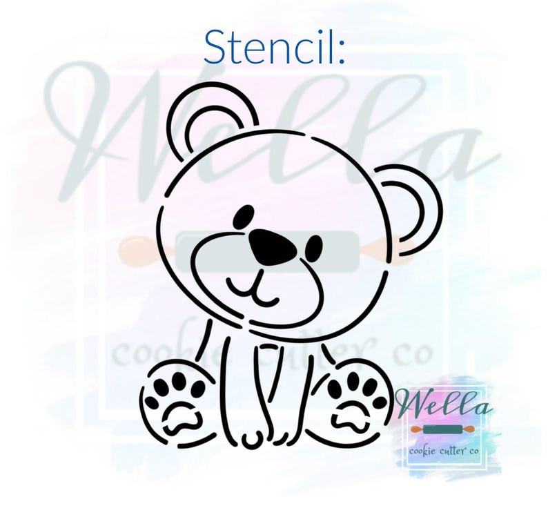 Bear Cookie Cutter with Optional Stencil, Baby Bear Cookie Cutter image 3