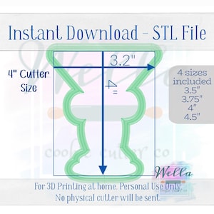 Digital STL File - Expresso Martini with Long Bow Cookie Cutter - 4 Sizes: 3.5" 3.75" 4" 4.5" image 4