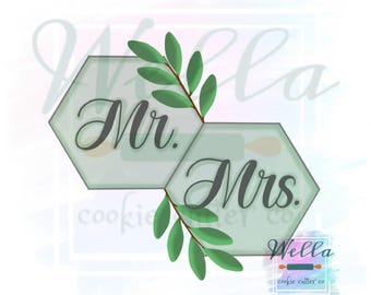 Cortador de galletas de hexágonos dobles con follaje, cortador de galletas para bodas