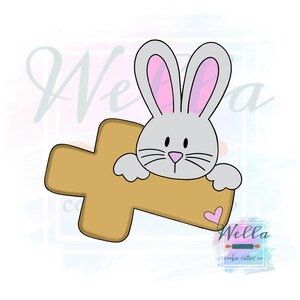 Bunny Holding Cross Cookie Cutter, Easter Cookie Cutter