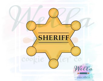 Sheriff Badge Cookie Cutter, Cowboy Cookie Cutter, Cowgirl Cookie Cutter, Western Cookie Cutter