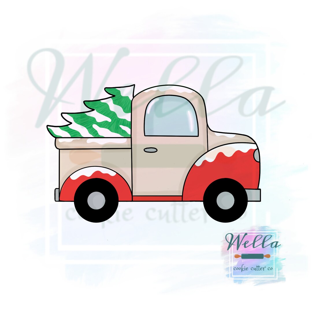 Christmas Tree Truck Cookie Cutter With Optional Stencil Etsy