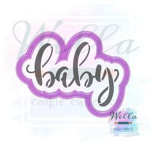 baby Text Cookie Cutter with Optional Stencil