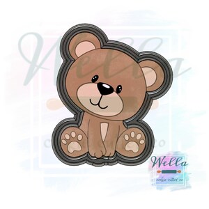 Bear Cookie Cutter with Optional Stencil, Baby Bear Cookie Cutter image 2