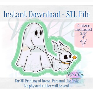 Digital STL File - Ghost Walking Ghost Dog #2 Cookie Cutter - 4 Sizes Included - High Resolution PNG