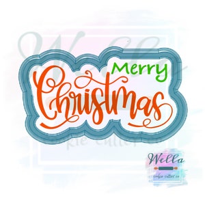 Merry Christmas Text Cookie Cutter with Optional Stencil, Christmas Cookie Cutter, Merry Christmas Cookie Cutter