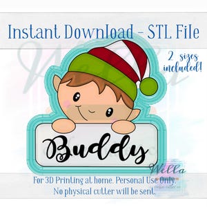Digital STL File - Elf Boy Plaque Cookie Cutter - 2 Sizes Included 3.5" & 4"