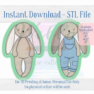Plik cyfrowy STL – foremka do ciastek Bunny Ragdoll nr 1 – 4 rozmiary w zestawie: 3,5”, 4”, 4,5” i 5”