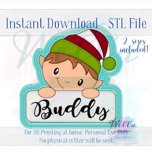 Digital STL File - Elf Boy Plaque Cookie Cutter - 2 Sizes Included 3.5" & 4"