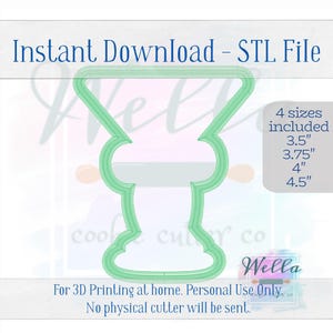Digital STL File - Expresso Martini with Long Bow Cookie Cutter - 4 Sizes: 3.5" 3.75" 4" 4.5" image 5