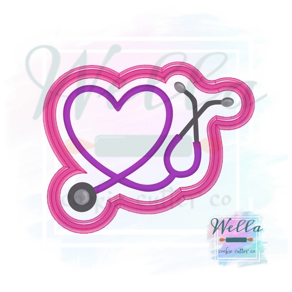 Stethoscope Heart Cookie Cutter with Optional Stencil