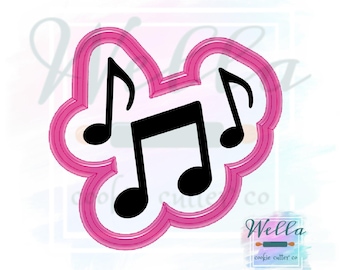 Music Notes Cookie Cutter with Optional Stencil, Music Cookie Cutter