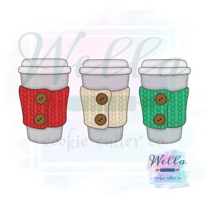 Knit Cozy Travel Mug Cookie Cutter with Optional Stencil