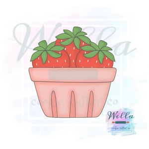 Strawberry Basket #2 Cookie Cutter with Optional Stencil