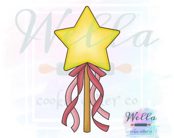 Star Wand with Ribbons Cookie Cutter