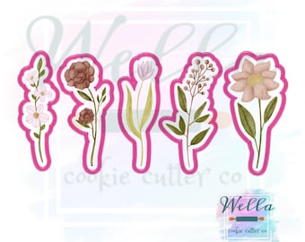 Long Stem 6.5" Floral Set Cookie Cutters