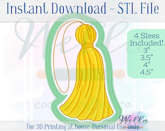 Digital STL File - Graduation Tassel #2 Cookie Cutter - 4 Sizes