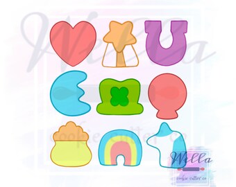 Marshmallow Charms Set Cookie Cutters - Set of 9 Cutters, St Patrick's Day Cookie Cutters