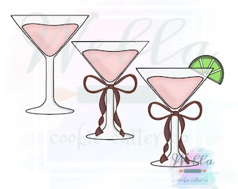 Pink Martini Cookie Cutter with or without Bow - 3 Shape Options