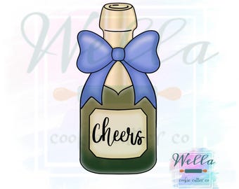 Wine Bottle with Bow Cookie Cutter