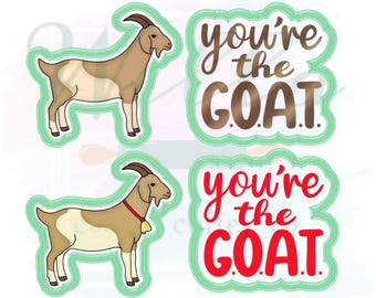 You're the GOAT Set Cookie Cutters with Optional Stencil, Goat with or without Bell