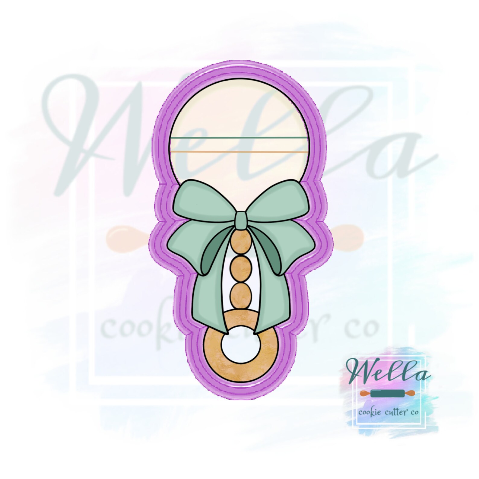 Baby Rattle With Double Bow Cookie Cutter With Optional Etsy