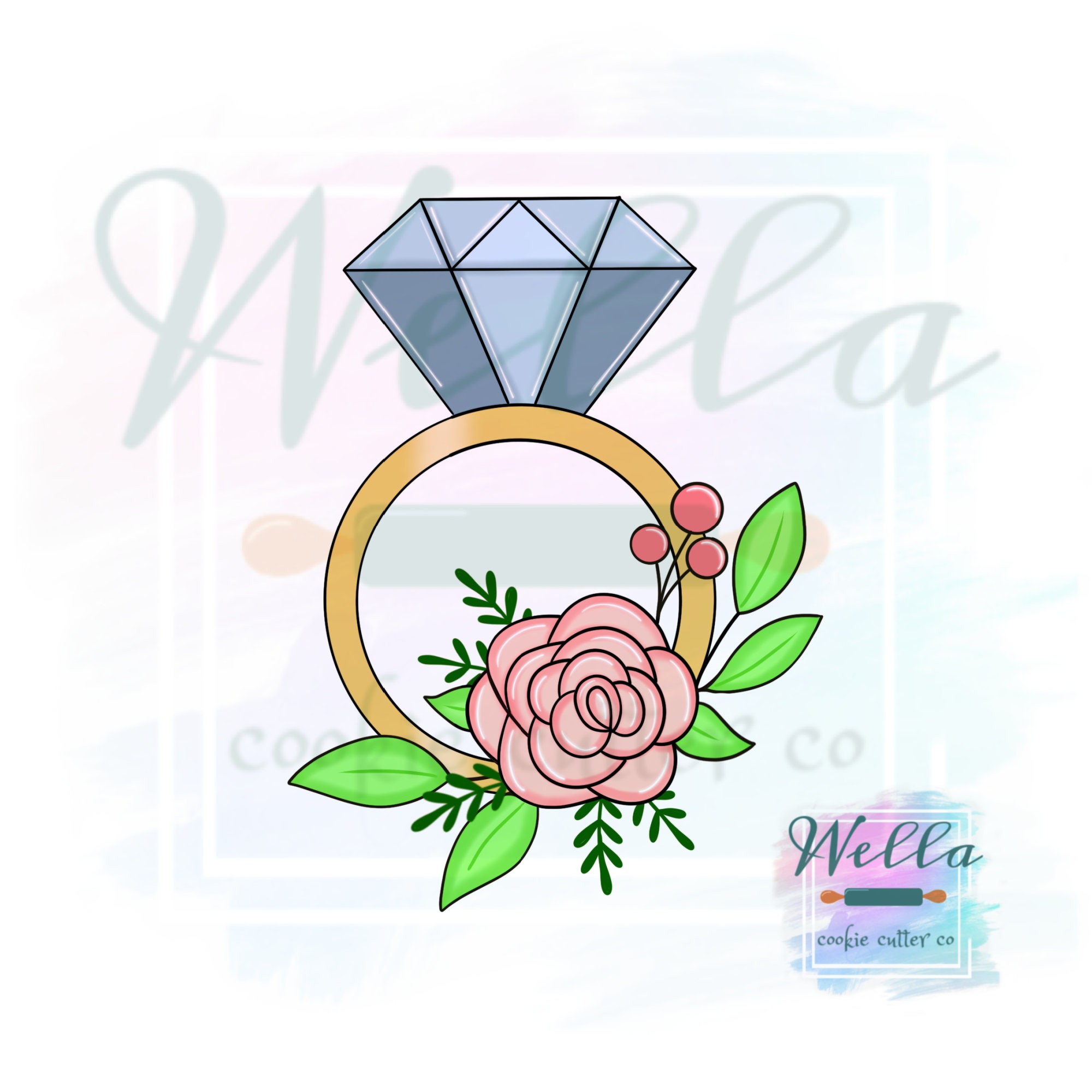 Floral Ring Cookie Cutter Wedding Ring Cookie Cutter Ring Etsy