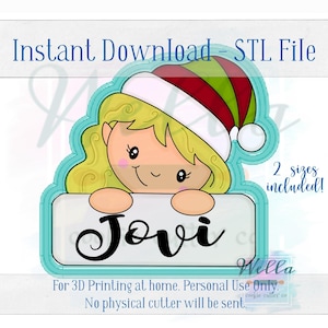 Digital STL File - Elf Girl Plaque Cookie Cutter - 2 Sizes Included 3.5" & 4"