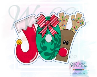 Joy Christmas Cookie Cutter with Optional Stencil