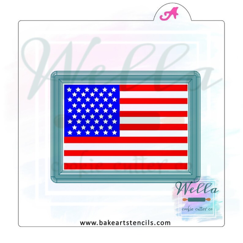 American Flag Cookie Stencil With Optional Cutter 2 Piece Etsy