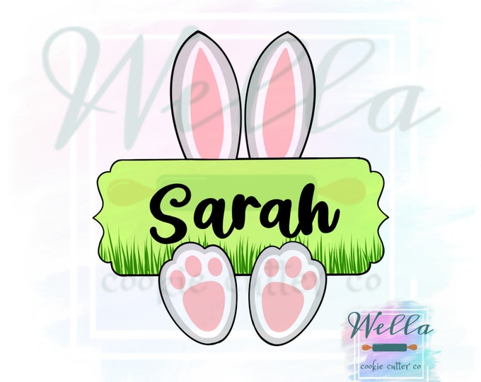 Bunny Ears and Feet Name Plaque Cookie Cutter - Etsy