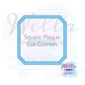 Square Plaque with Cut Corners Cookie Cutter, Ring Box Plaque, Square Plaque Cookie Cutter