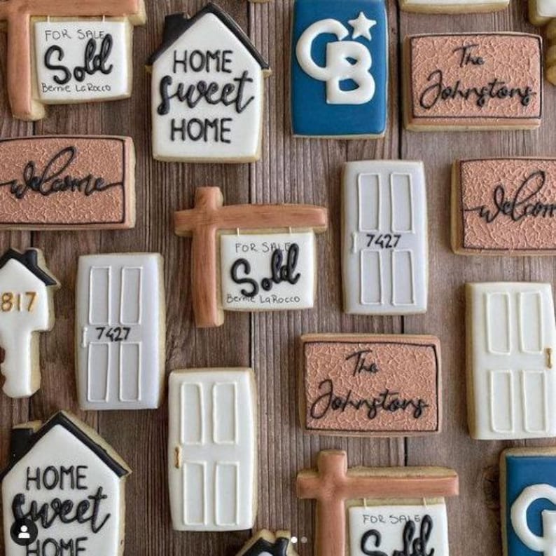 Housewarming Cookie Cutter Set with Optional Stencils, Realtor Cookie Cutter Set image 5