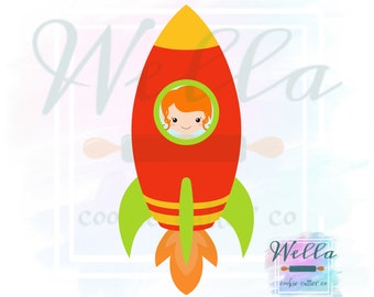 Space Rocket Skinny with Flame Cookie Cutter
