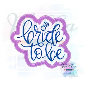 Bride to Be with Ring Cookie Cutter with Optional Stencil, Bridal Shower Cookie Cutter, Bridal Cookie Cutter