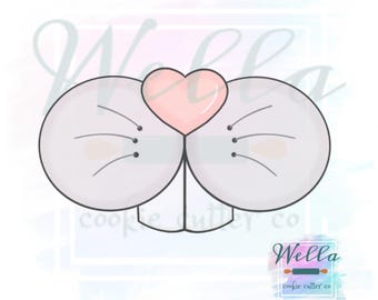Bunny Heart Nose Cookie Cutter with Optional Stencil
