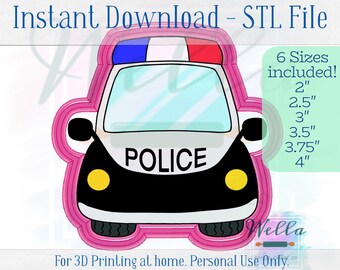 Digitale STL-Datei - Polizeiauto-Ausstecher - 6 Größen